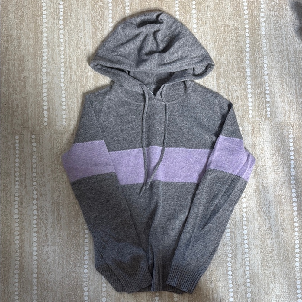 Gray and Purple Cashmere Hoodie